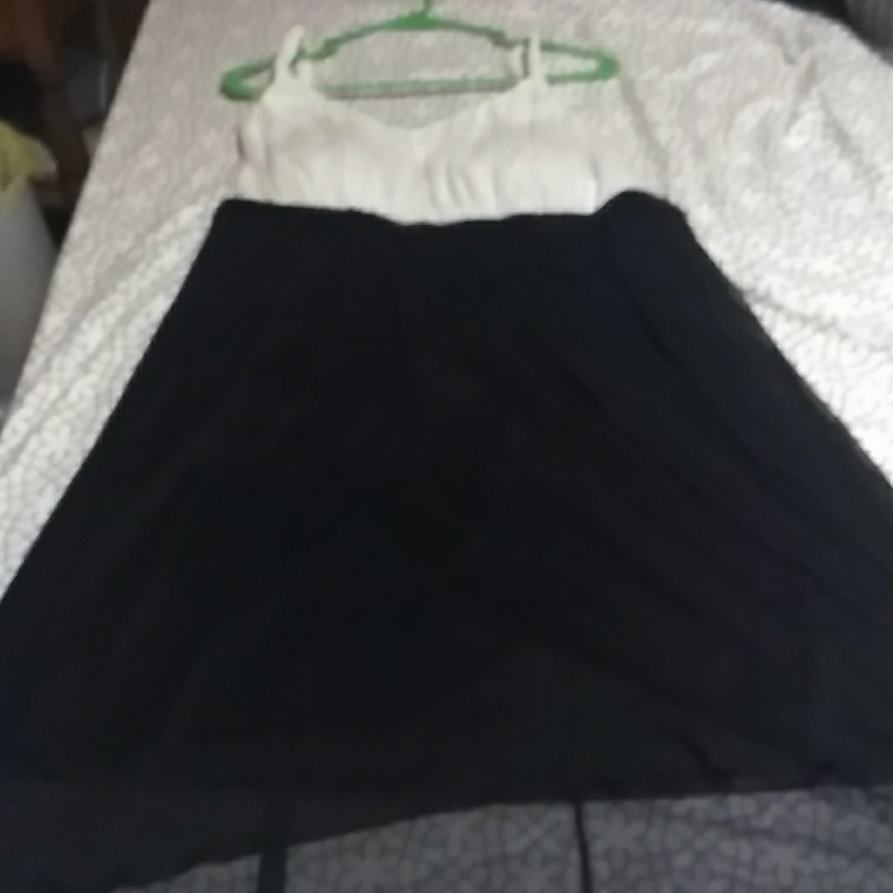 High Low black and white dress